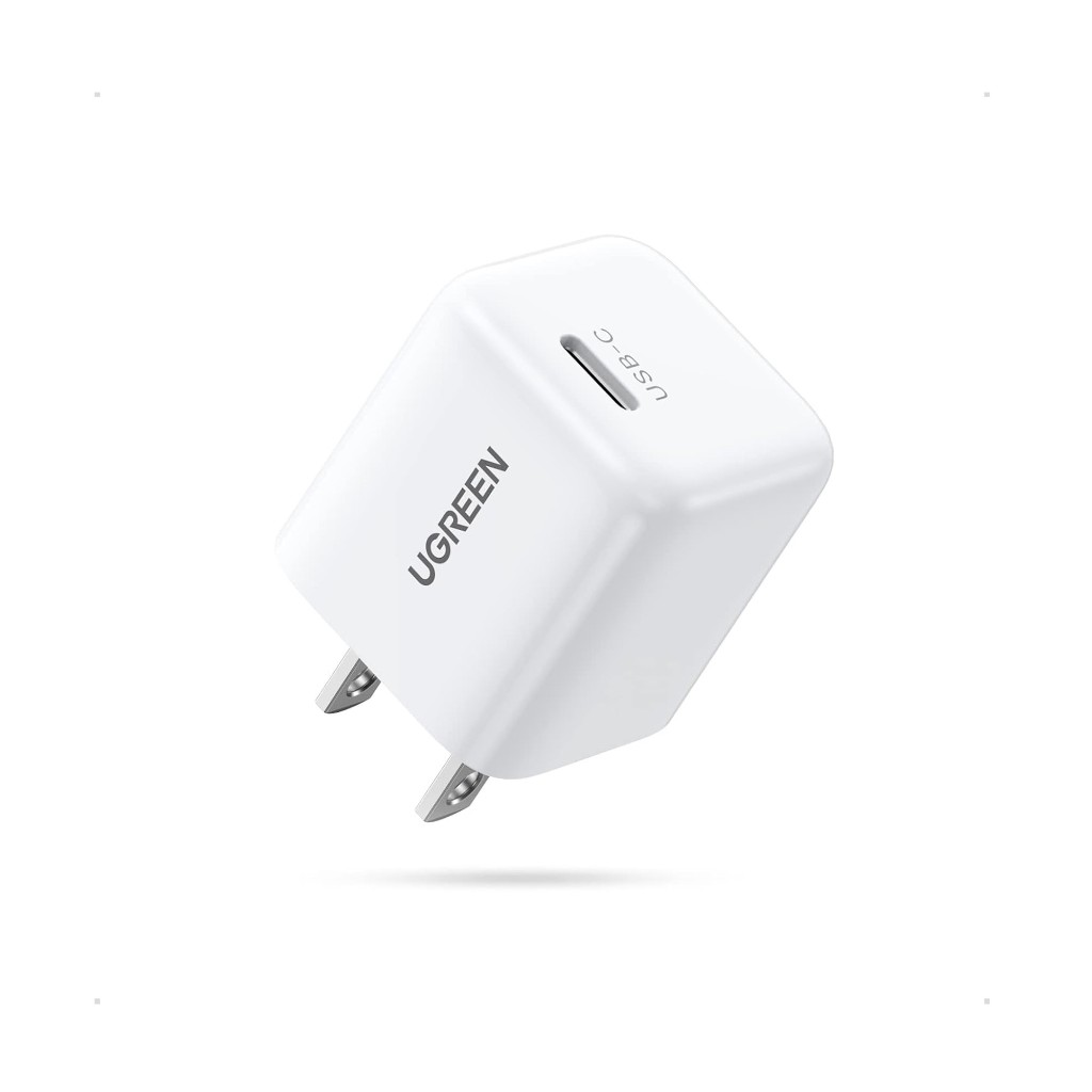 White UGREEN 20W PD USB-C mini wall charger